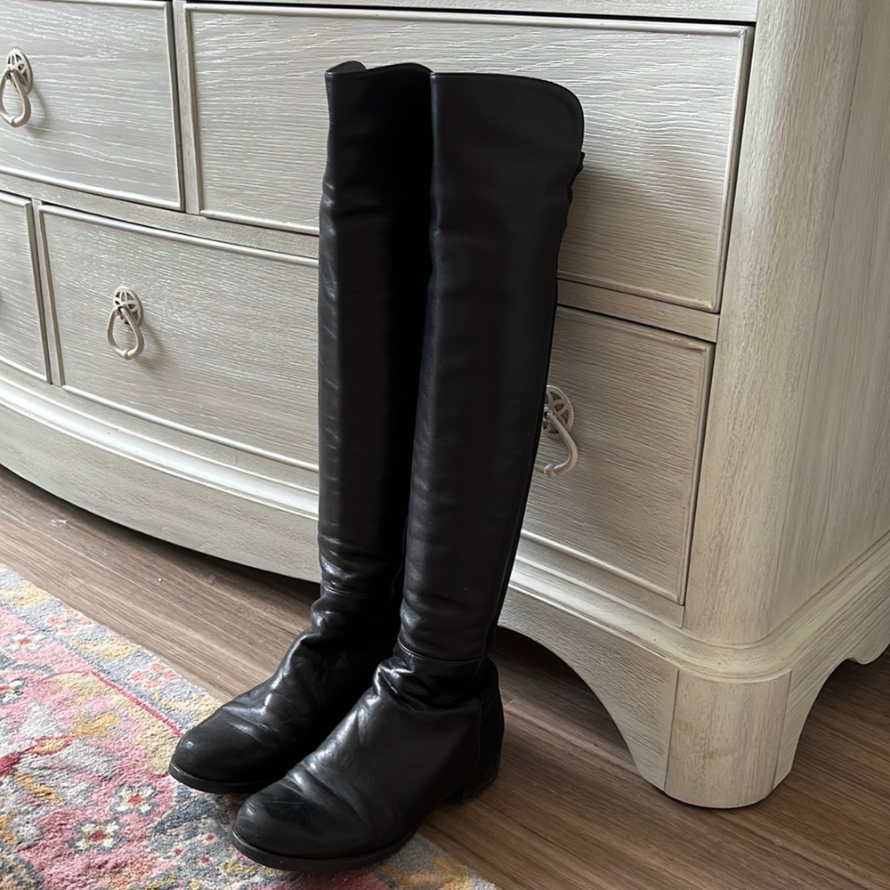 Stuart Weitzman 5050 over-the-knee black leather boots
